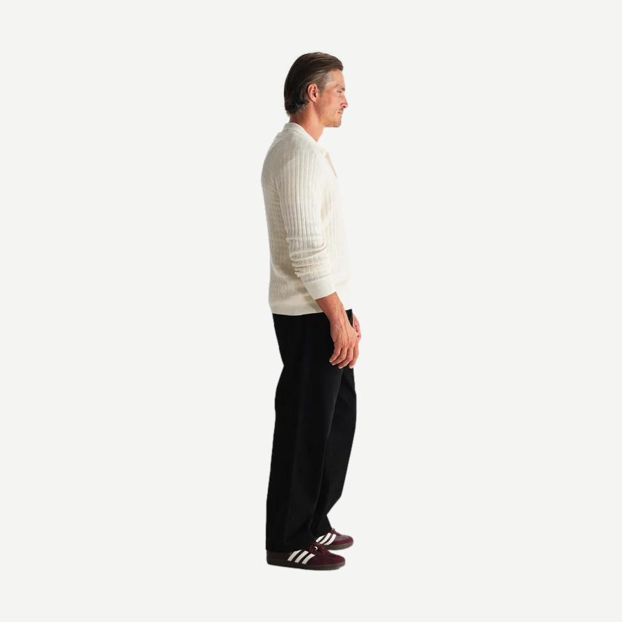 Oban Polo Diamond Stripe - Ecru - Galvanic.co