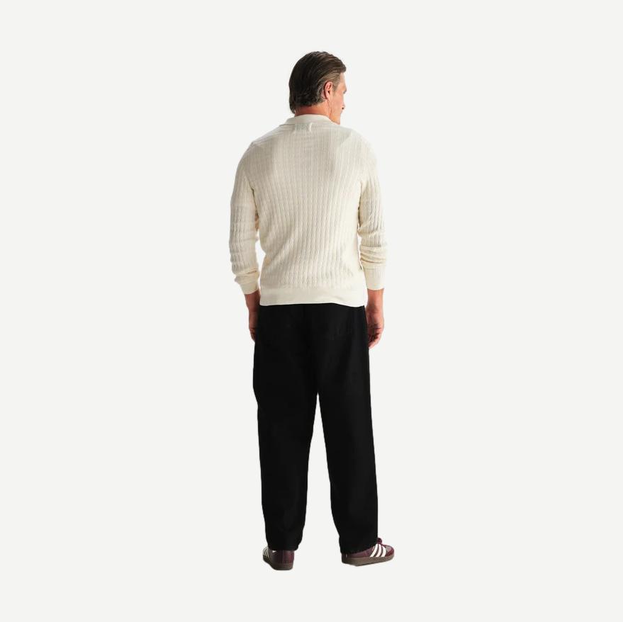 Oban Polo Diamond Stripe - Ecru - Galvanic.co