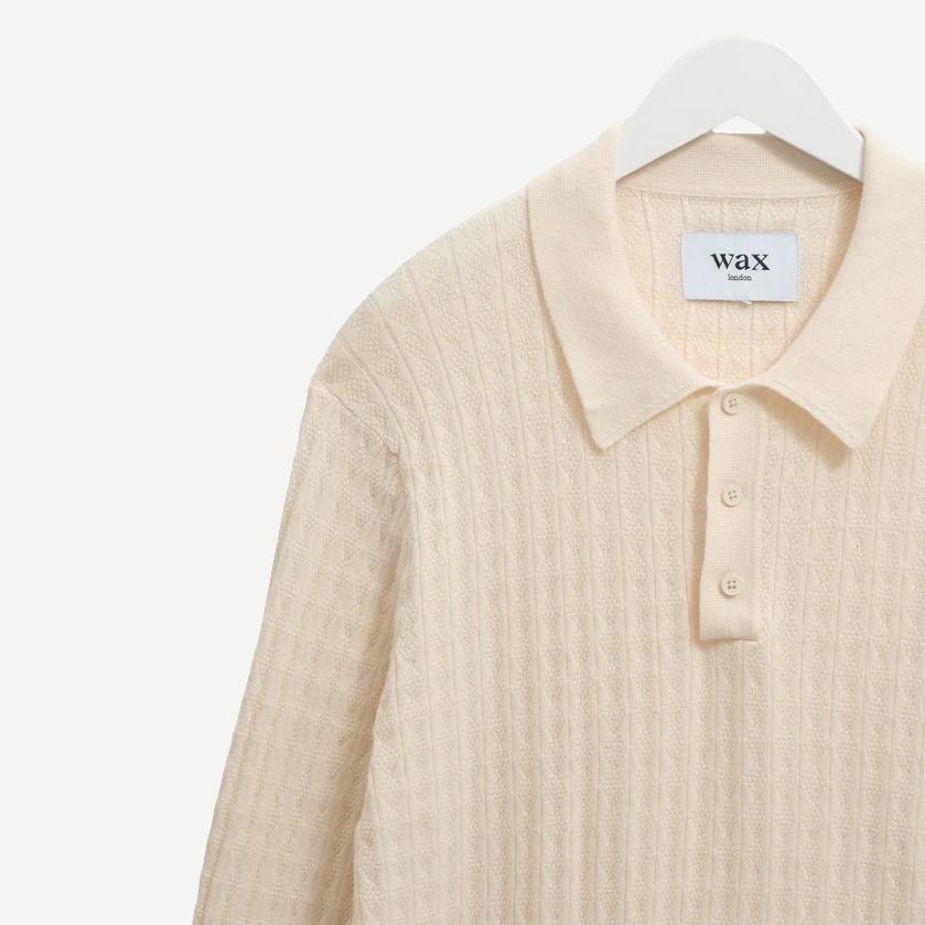 Oban Polo Diamond Stripe - Ecru - Galvanic.co