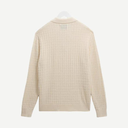 Oban Polo Diamond Stripe - Ecru - Galvanic.co