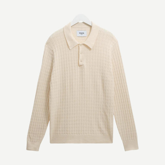 Oban Polo Diamond Stripe - Ecru - Galvanic.co