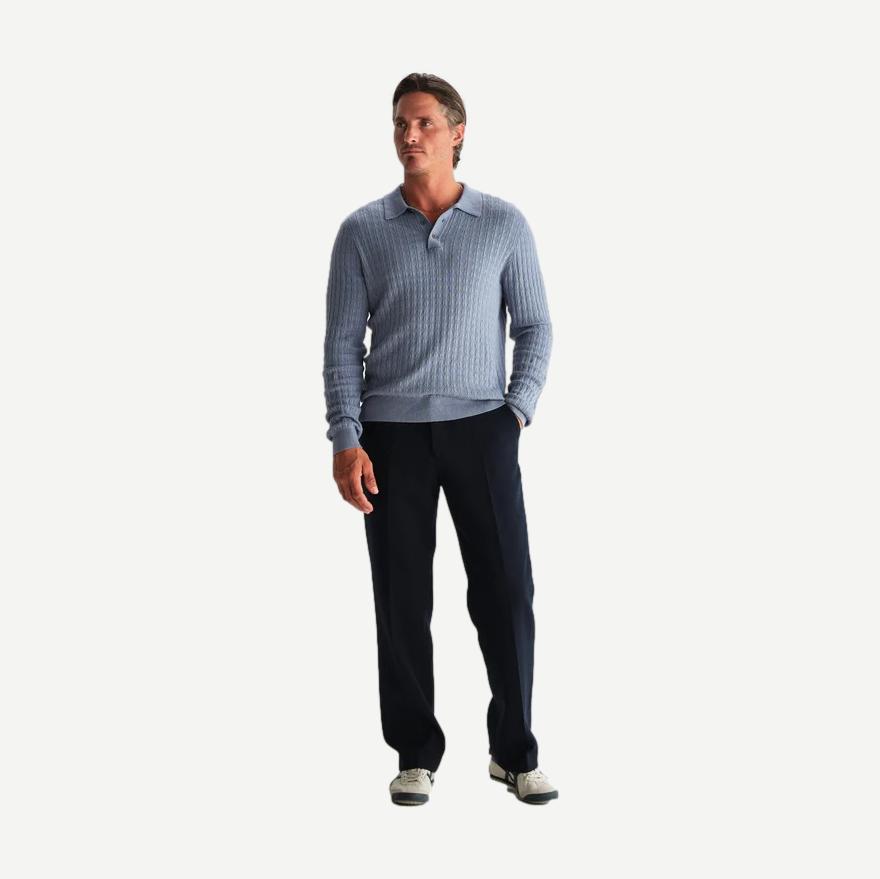 Oban Polo Diamond Stripe - Grey Blue - Galvanic.co