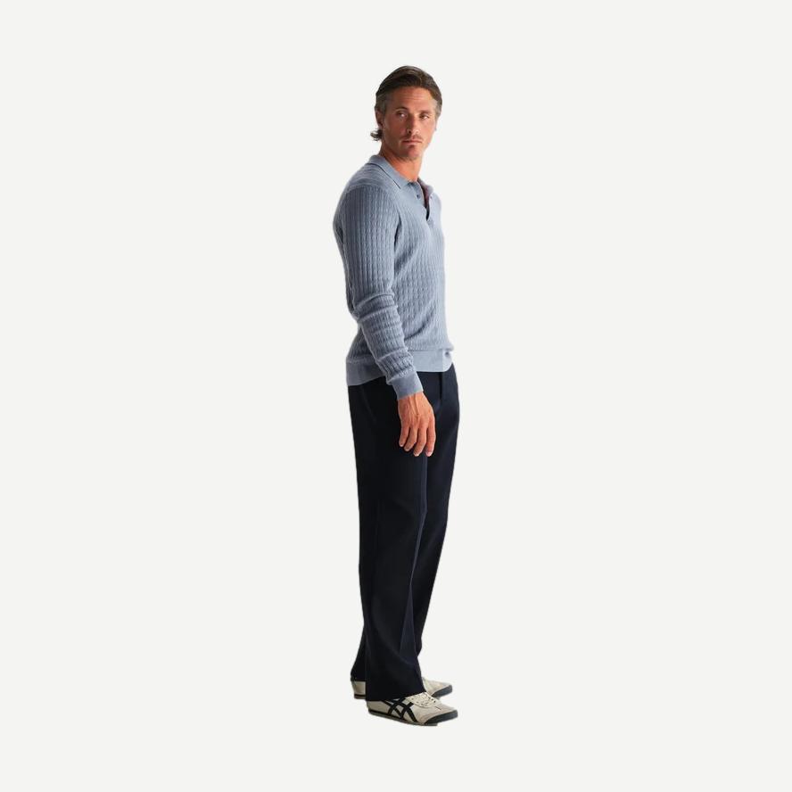 Oban Polo Diamond Stripe - Grey Blue - Galvanic.co