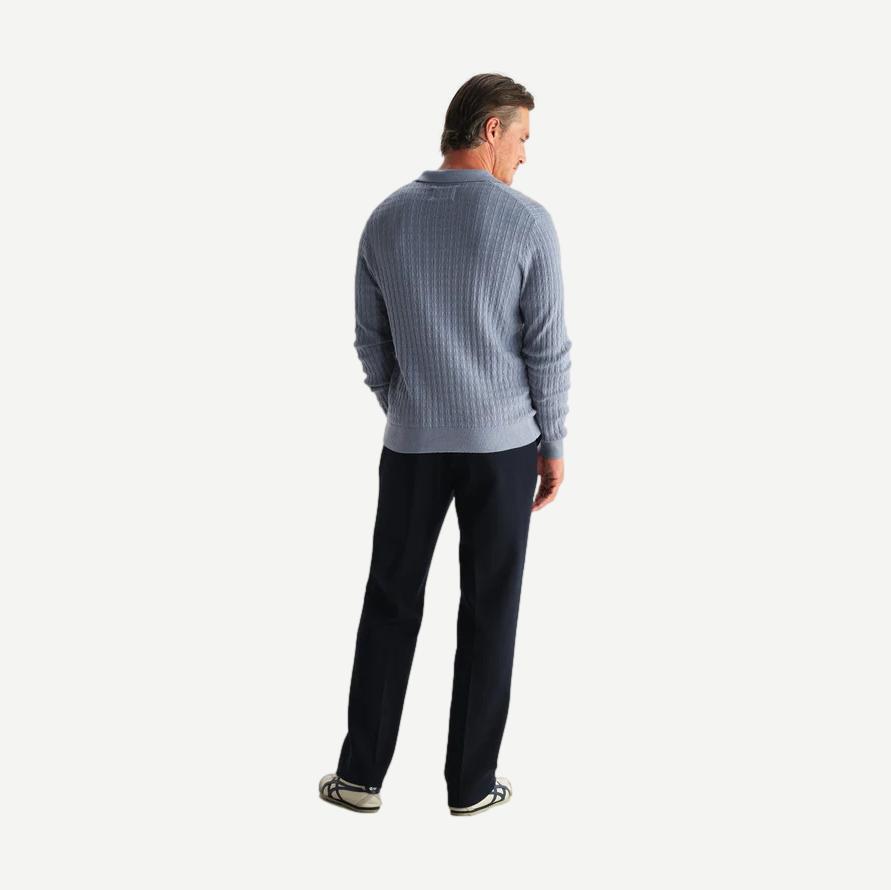 Oban Polo Diamond Stripe - Grey Blue - Galvanic.co