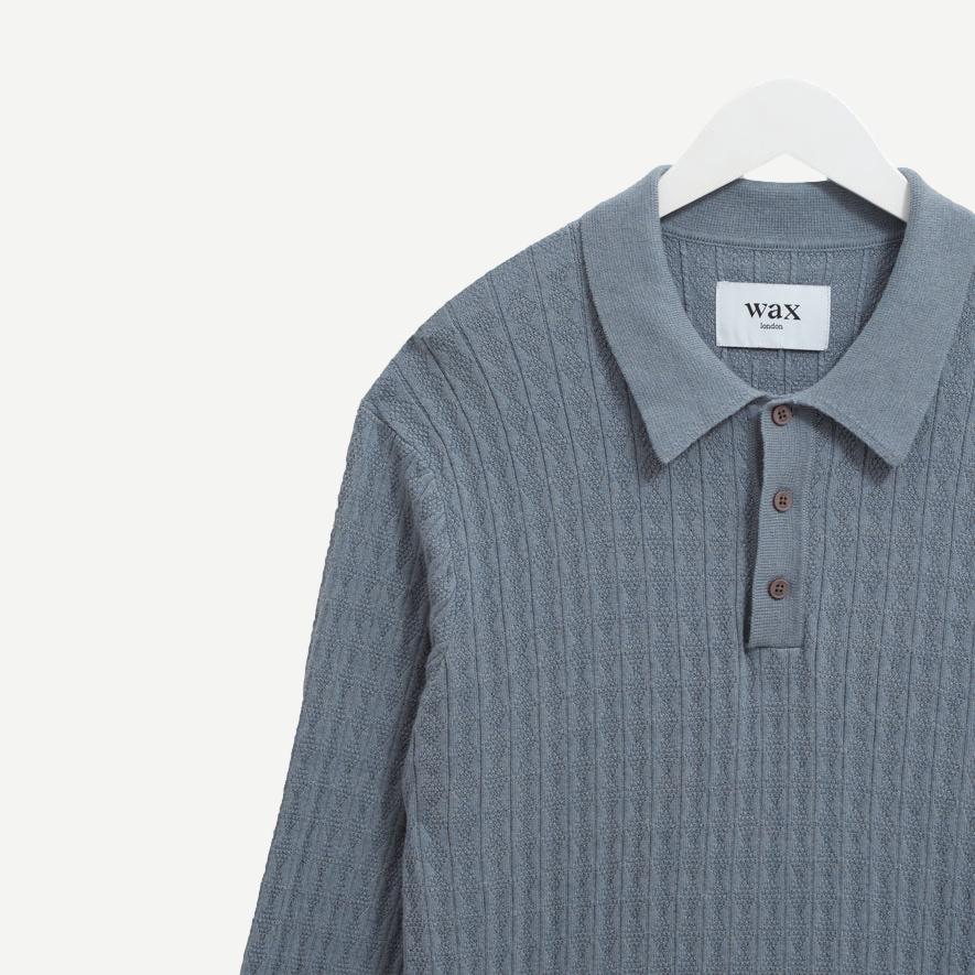 Oban Polo Diamond Stripe - Grey Blue - Galvanic.co