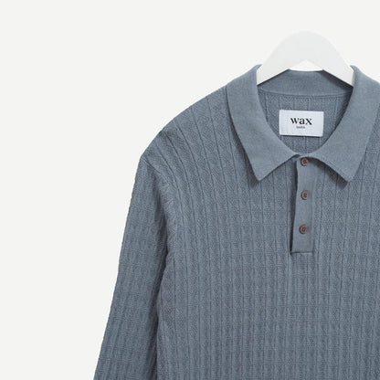 Oban Polo Diamond Stripe - Grey Blue - Galvanic.co