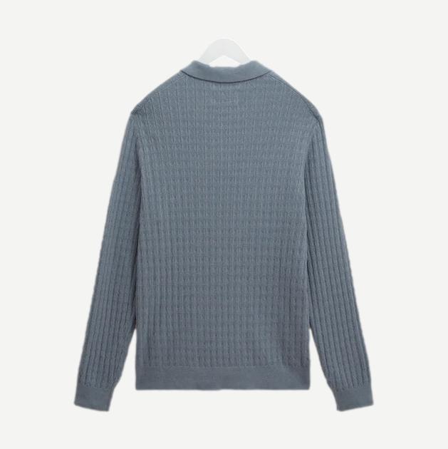 Oban Polo Diamond Stripe - Grey Blue - Galvanic.co