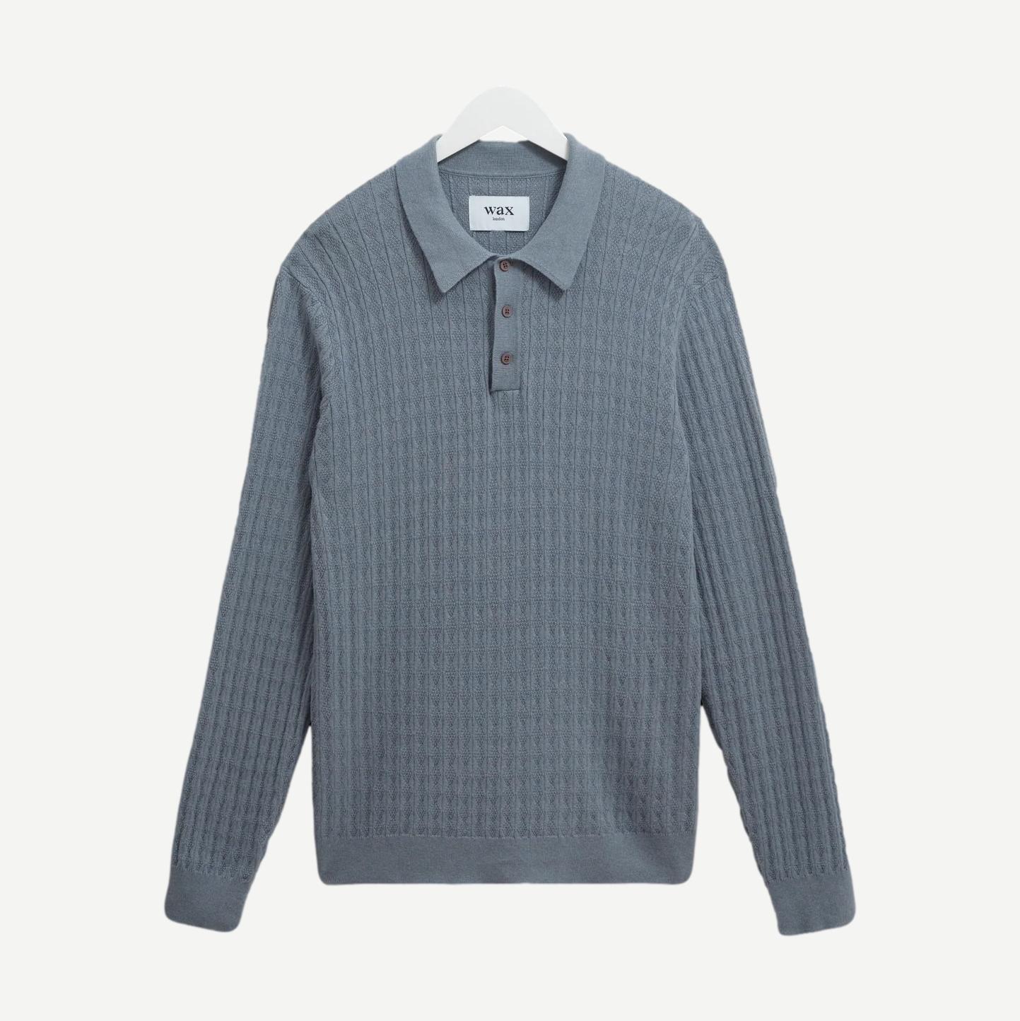 Oban Polo Diamond Stripe - Grey Blue - Galvanic.co