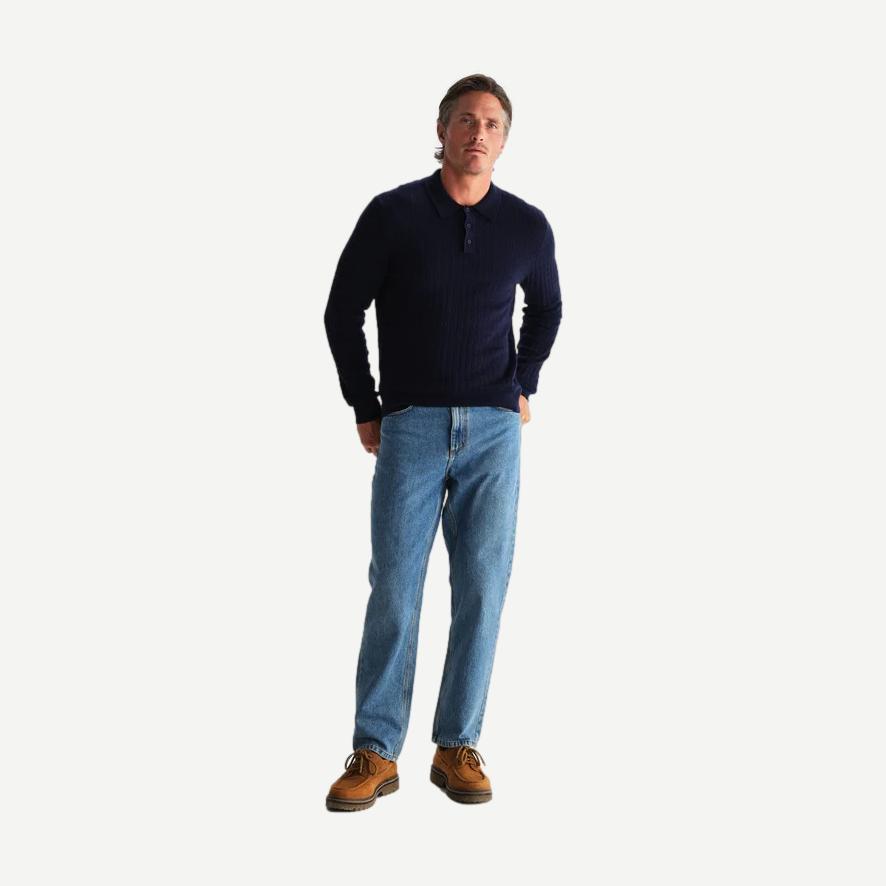 Oban Polo Diamond Stripe - Navy - Galvanic.co