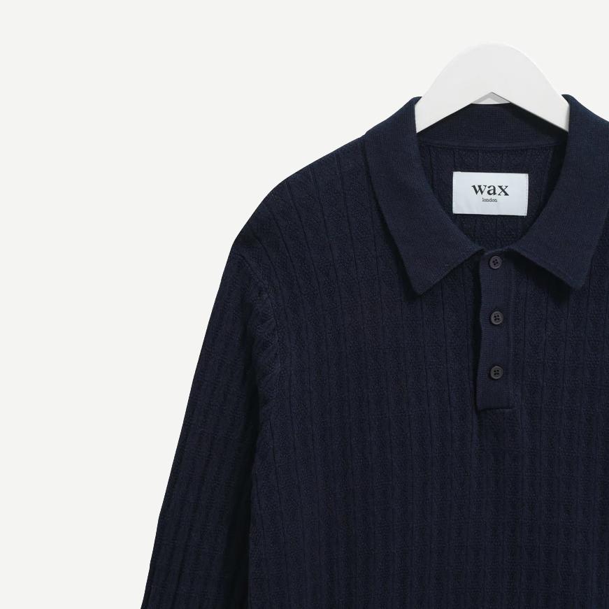 Oban Polo Diamond Stripe - Navy - Galvanic.co
