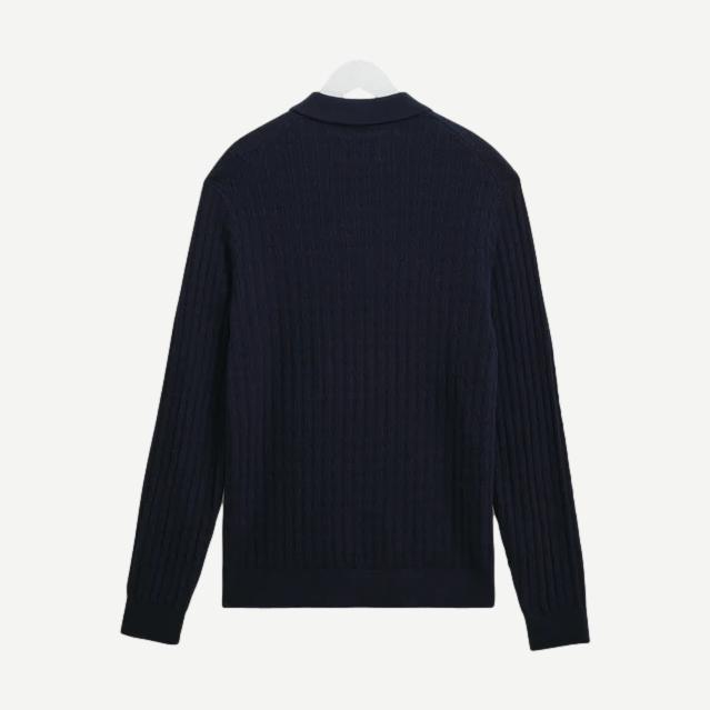 Oban Polo Diamond Stripe - Navy - Galvanic.co