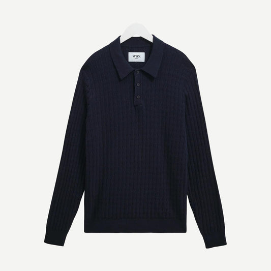 Oban Polo Diamond Stripe - Navy - Galvanic.co