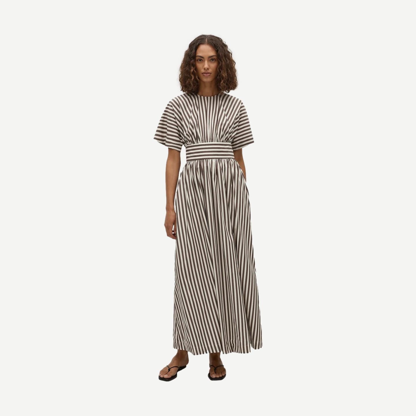 Oda Maxi Dress - Norway Stripe Espresso - Galvanic.co