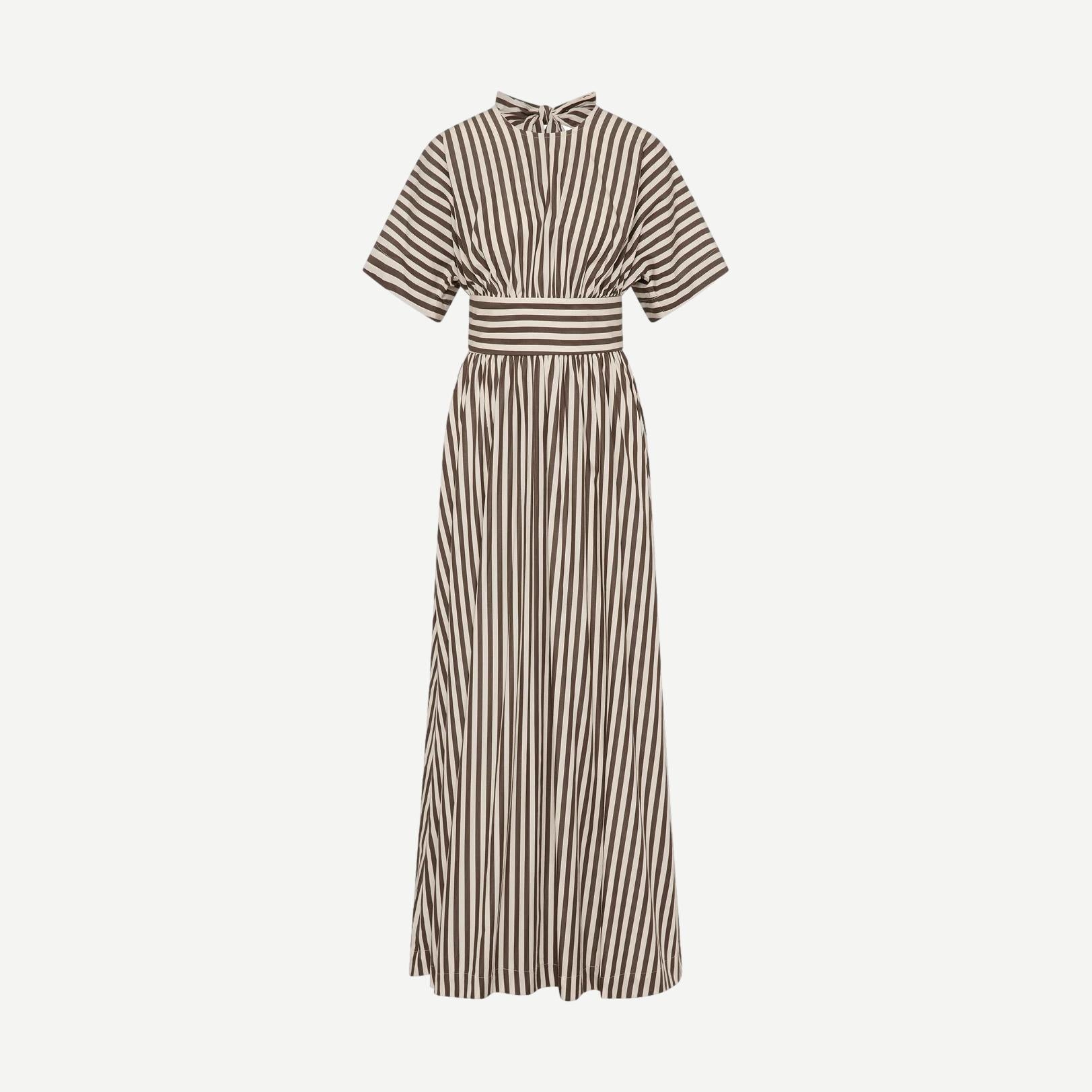 Oda Maxi Dress - Norway Stripe Espresso - Galvanic.co