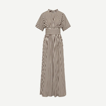 Oda Maxi Dress - Norway Stripe Espresso - Galvanic.co