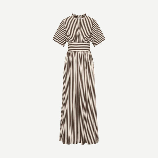 Oda Maxi Dress - Norway Stripe Espresso - Galvanic.co