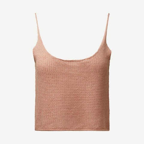 Textured Linen Sweater Scoop Tank - Clay - Galvanic.co