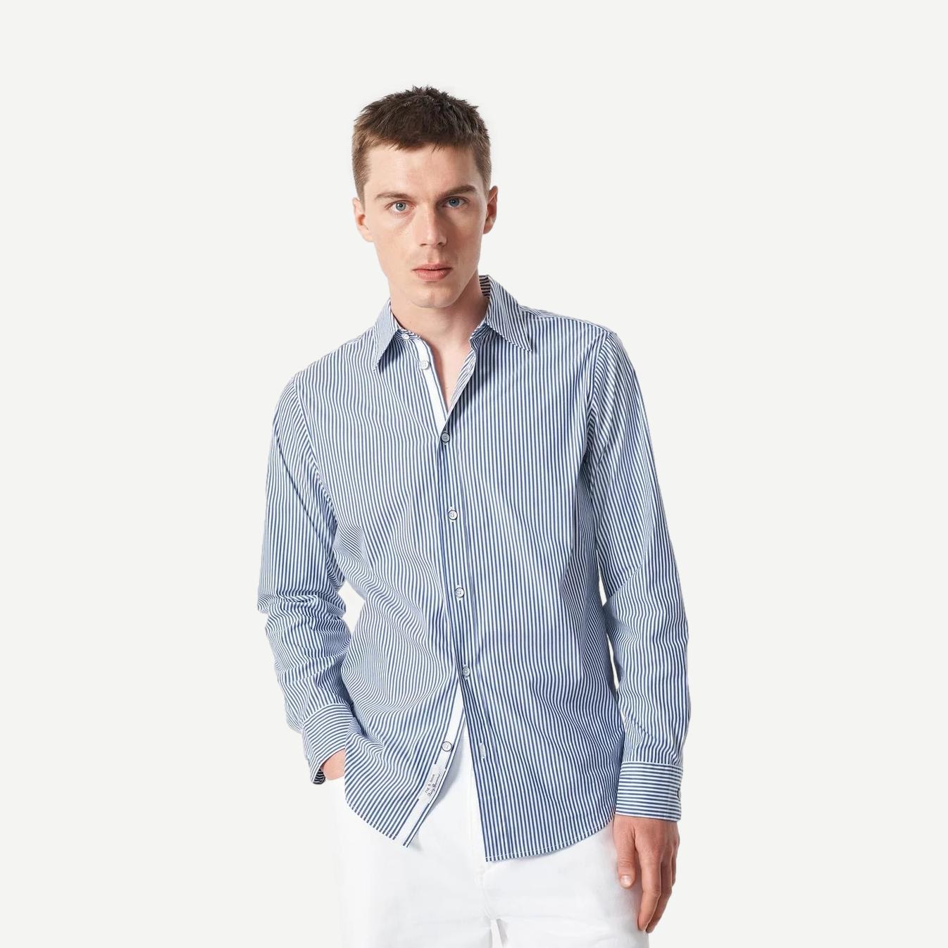 Patrick Poplin Shirt - Blue Cat Stripe - Galvanic.co