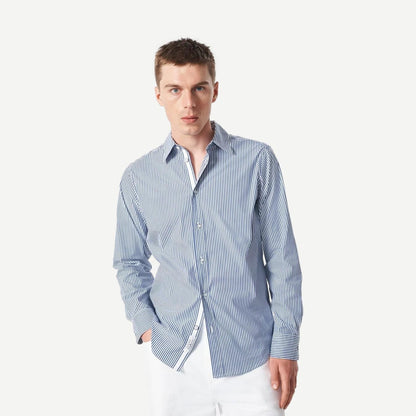 Patrick Poplin Shirt - Blue Cat Stripe - Galvanic.co