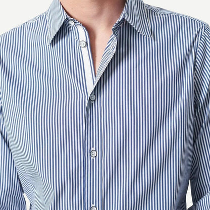 Patrick Poplin Shirt - Blue Cat Stripe - Galvanic.co