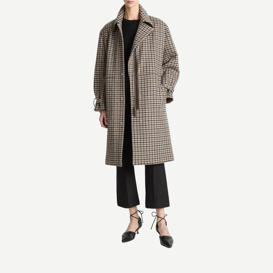 Plaid Car Coat With Trim - Multi Check - Galvanic.co