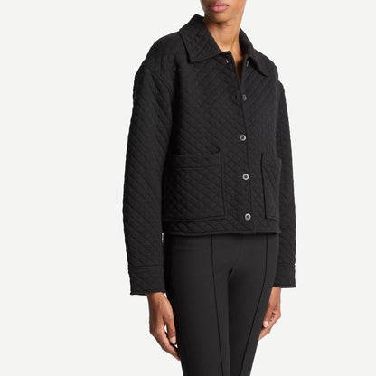 Quilted Collard Jacket - Black - Galvanic.co