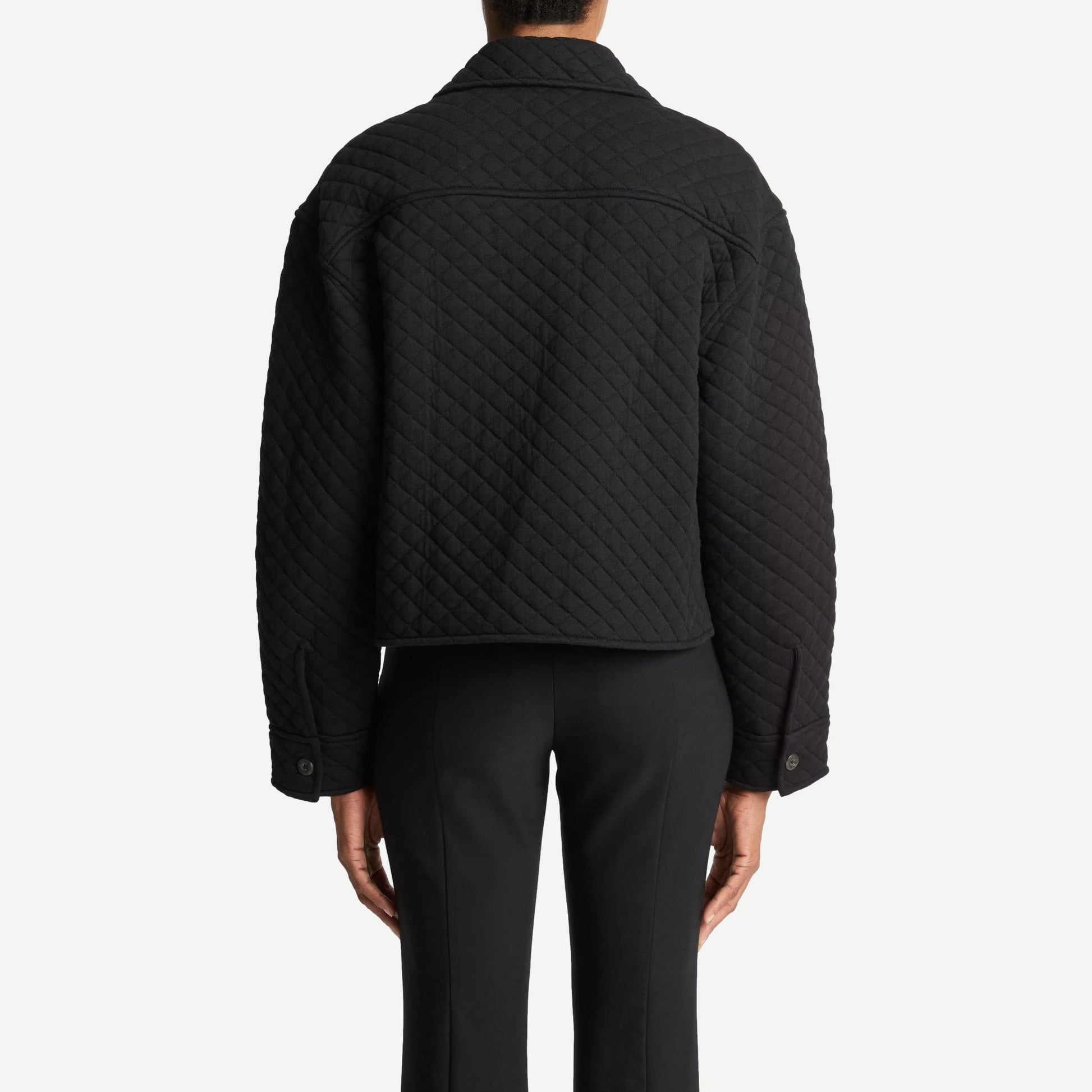 Quilted Collard Jacket - Black - Galvanic.co