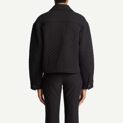 Quilted Collard Jacket - Black - Galvanic.co