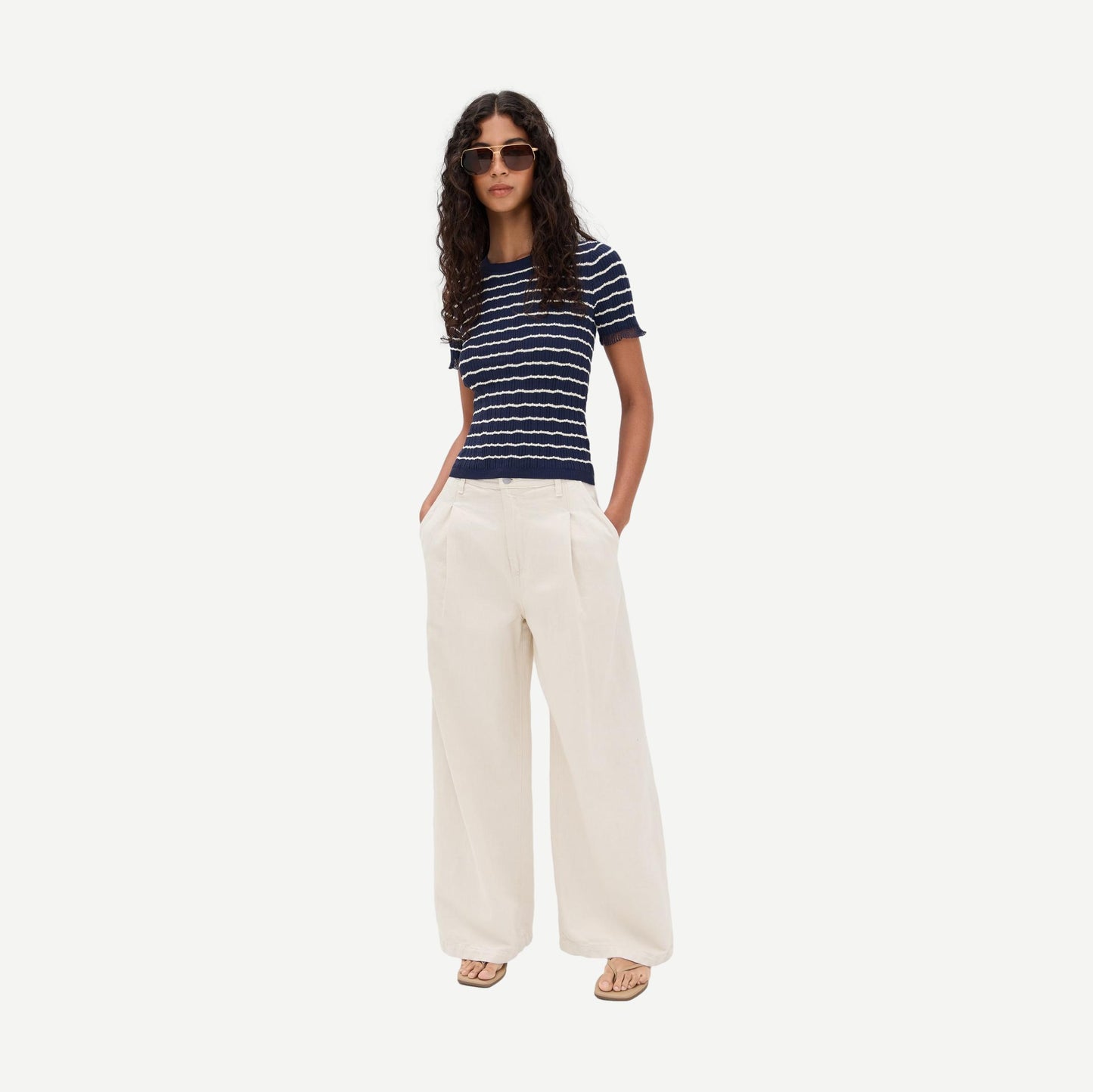 Chiara Stripe Short Sleeve Crew - Galvanic.co