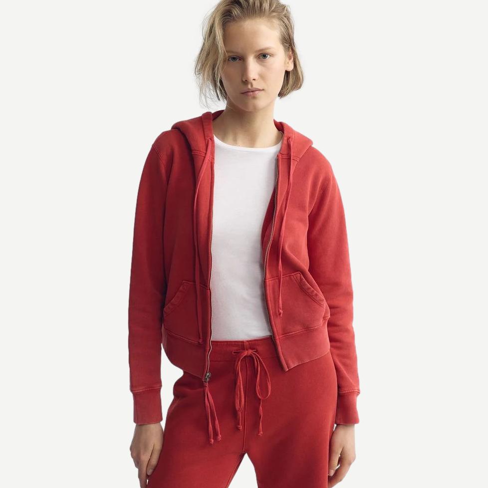 Callie Zip Up Hoodie - Washed Red