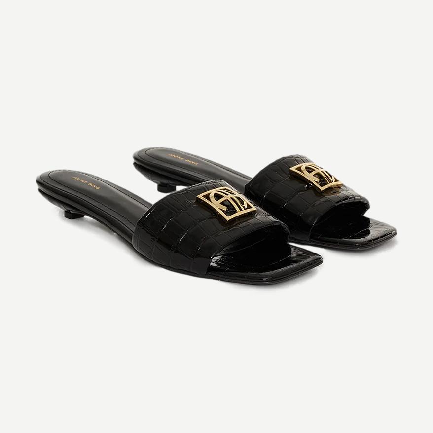 Ria Sandals Monogram - Embossed Black - Galvanic.co
