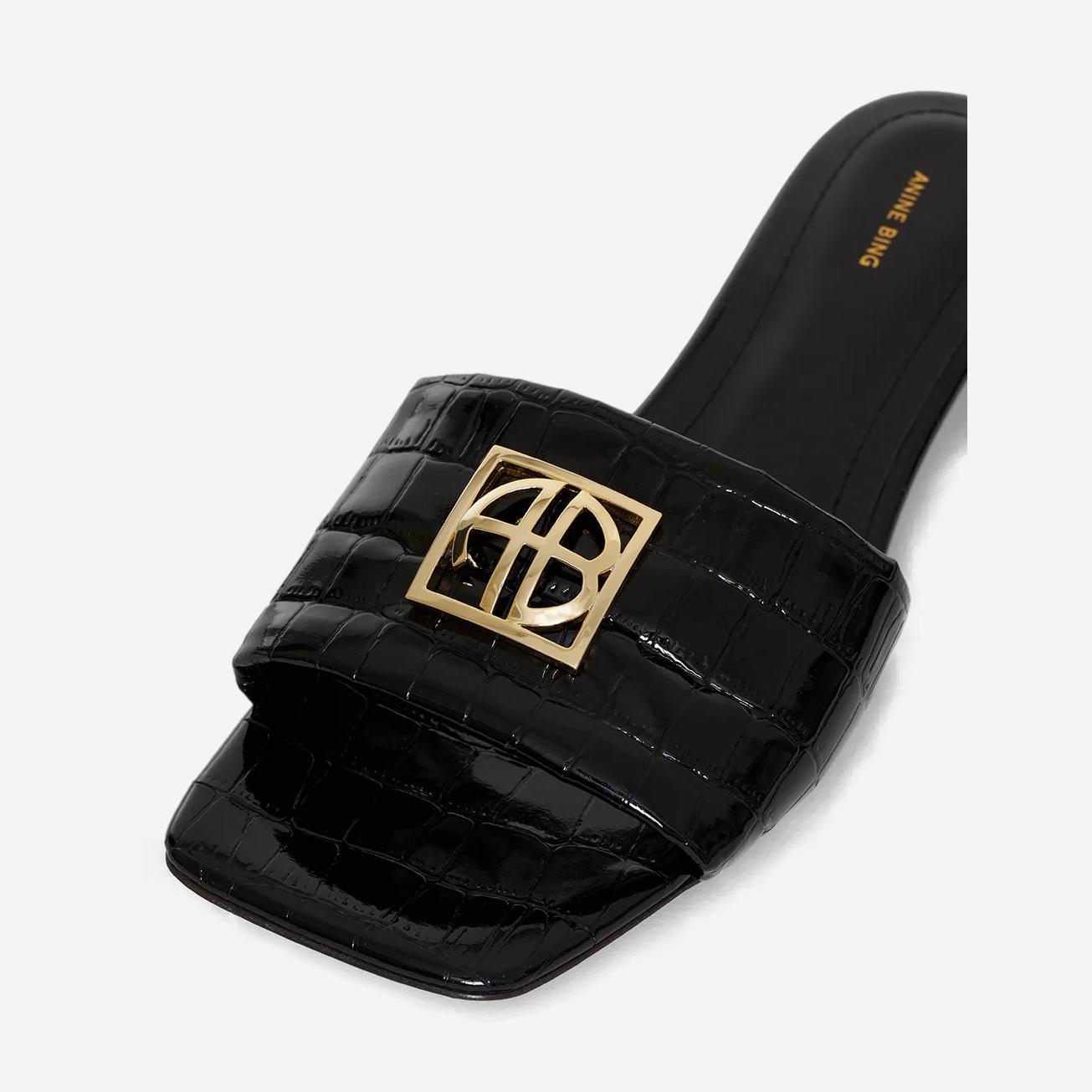Ria Sandals Monogram - Embossed Black - Galvanic.co