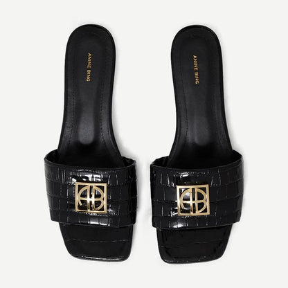Ria Sandals Monogram - Embossed Black - Galvanic.co