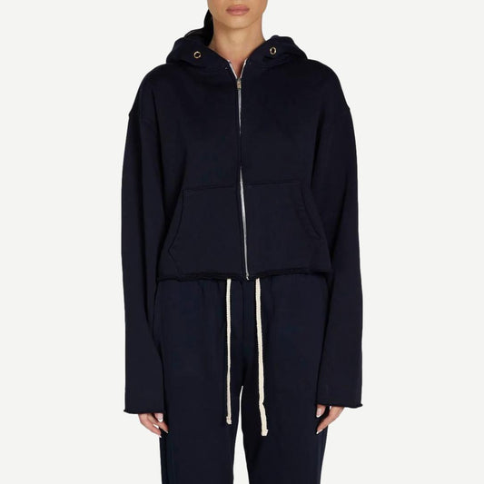 Rosa Raw Zip Hoodie - Washed Navy - Galvanic.co