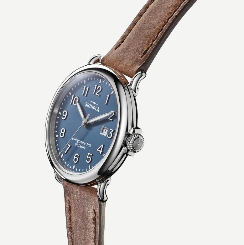 Runwell 3HD 41mm British Tan Leather - Blue - Galvanic.co