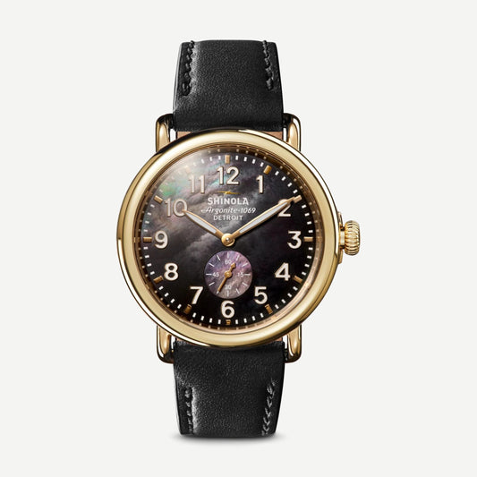 Runwell Sub Second 41mm MOP Black Leather Strap - Galvanic.co