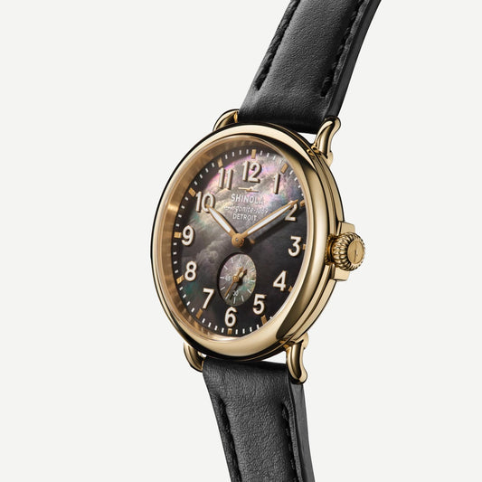 Runwell Sub Second 41mm MOP Black Leather Strap - Galvanic.co