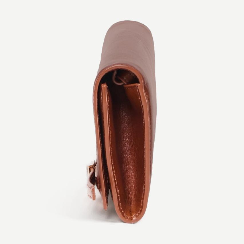 River East West Vachetta Leather Clutch - Saddle