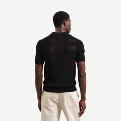 Siena Polo - Stripe Open Knit Black - Galvanic.co