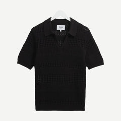 Siena Polo - Stripe Open Knit Black - Galvanic.co