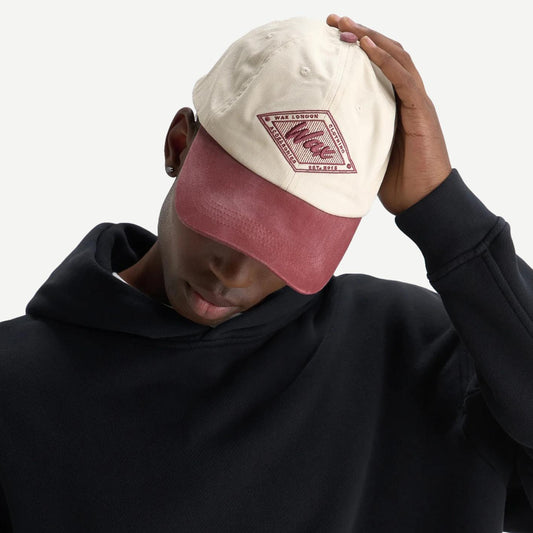 Spencer Sports Cap Twill Diamond - Ecru/Burgundy