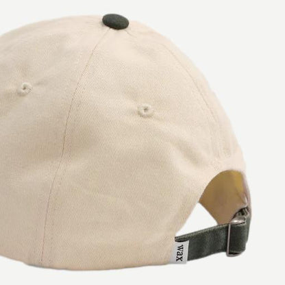 Wax London sports cap in ecru and khaki cotton, stylish hat with adjustable strap and classic design.