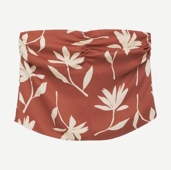 Stephanie Top - Terracotta Daisy Print - Galvanic.co