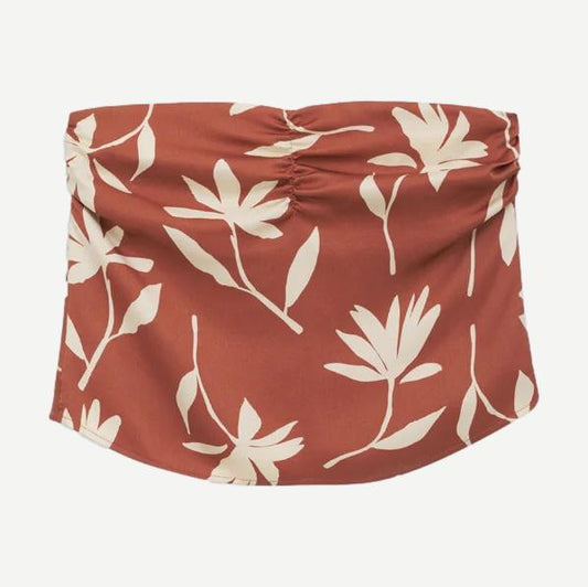 Stephanie Top - Terracotta Daisy Print - Galvanic.co