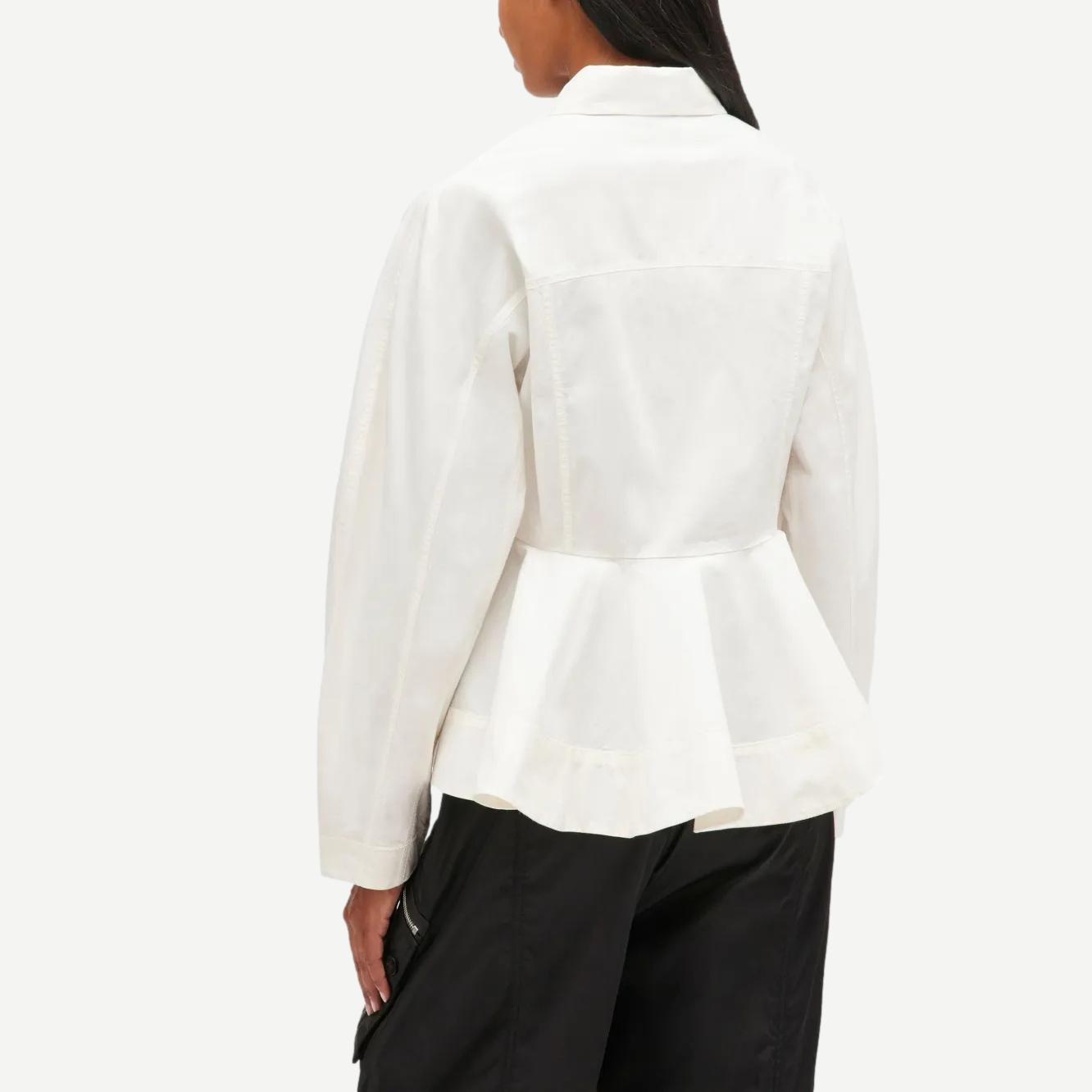 Stretch Cotton Peplum Shirt - Egret - Galvanic.co