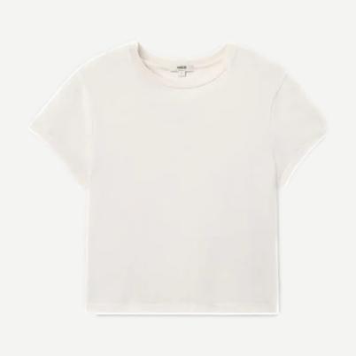 White Adine Shrunken T-Shirt by Agolde, featuring a fitted, cropped design with short sleeves and a classic crew neckline.