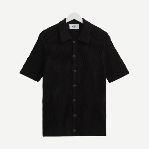 Tellaro SS Shirt - Noneycomb Cable Navy - Galvanic.co