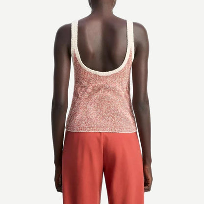 Textured Micro Stripe Tank - Oat Shell/Brick Rose - Galvanic.co