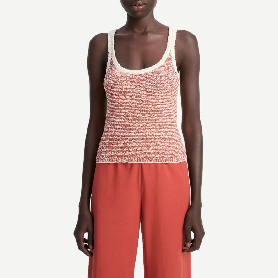 Textured Micro Stripe Tank - Oat Shell/Brick Rose - Galvanic.co