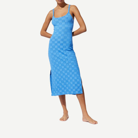 The Toni Dress - Viscose Basketweave - French Blue - Galvanic.co